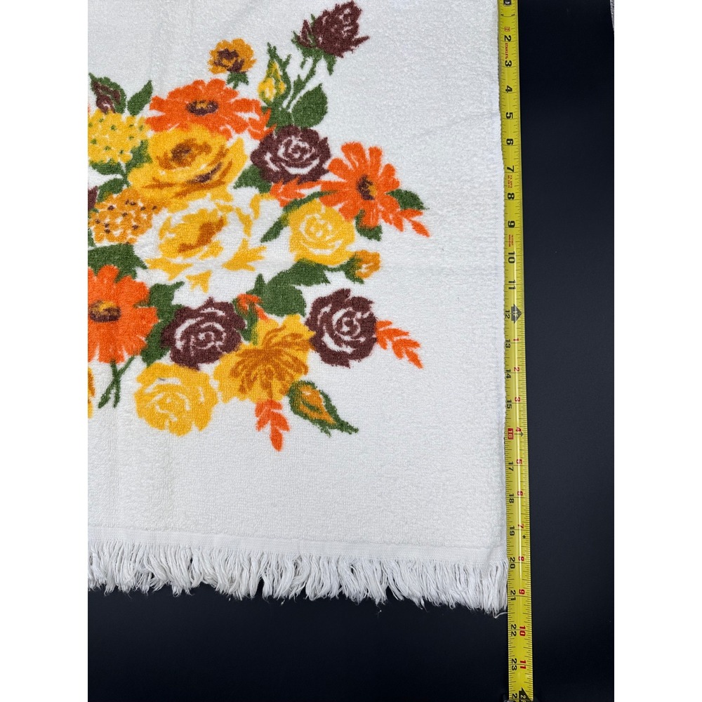 Vintage Penneys All Cotton Floral Bouquet Hand Towel White Retro Kitchen Decor - Picture 4 of 5